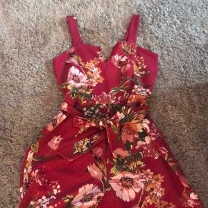 Maroon flowered pant romper